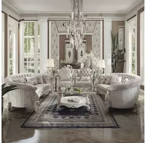 Versailles Ivory Living Room Set with Nailhead Trim