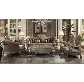 Dresden Brown Living Room Set with Nailhead Trim