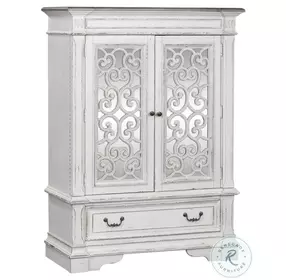 Abbey Park Antique White Mirrored Door Chest