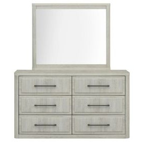 Modern Play Natural White 6 Drawer Dresser with Mirror