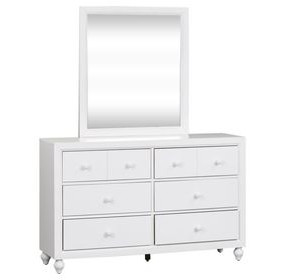 Cottage View White 6 Drawer Dresser with Mirror