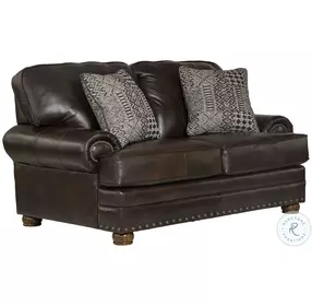 Roberto Cocoa Italian Top Grain Leather Match Loveseat