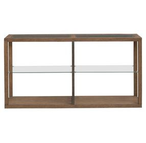 Bayhill Trellis Honey and Black Rectangular Glass Top Sofa Table