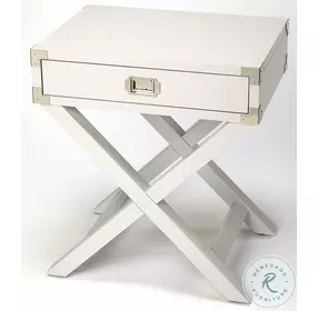 Anew White Campaign Side Table