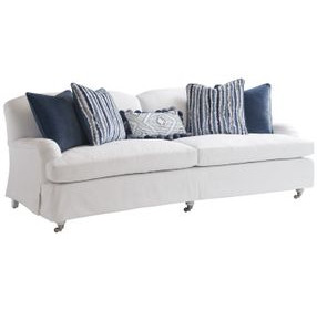 Athos Apartment White Upholstered 87" Sofa
