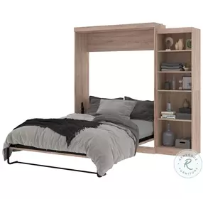 Pur Rustic Brown 90" Queen Murphy Bed with Storage Unit
