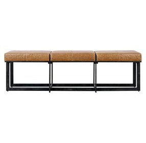 Calvin Sedona Brown Leather Upholstered 62" Accent Bench