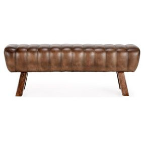 Florian Tuscany Chestnut Leather Upholstered 50" Accent Bench
