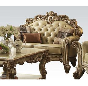 Vendome Bone 70" Loveseat with Pillow and Nailhead Trim