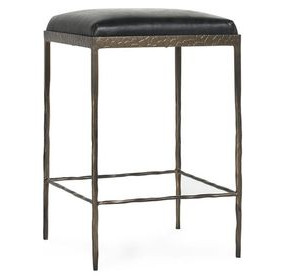 Bose Onyx Black Leather Upholstered Counter Height Stool