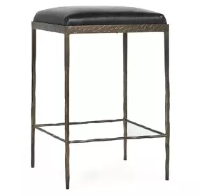 Bose Onyx Black Leather Upholstered Counter Height Stool
