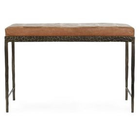 Malo Sedona Brown Leather Upholstered 28" Accent Bench