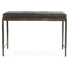 Malo Cocoa Brown Leather Upholstered 28" Accent Bench