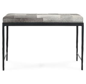 Achen Sparrow Gray Leather Upholstered 28" Accent Bench