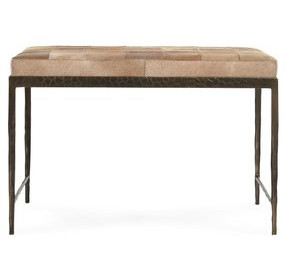 Achen Canyon Sand Leather Upholstered 28" Accent Bench