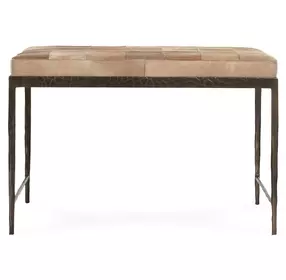 Achen Canyon Sand Leather Upholstered 28" Accent Bench
