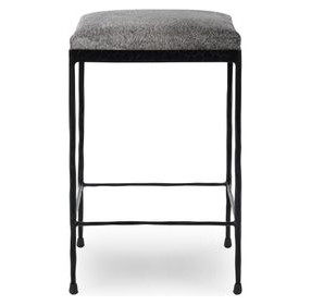 Bose Sparrow Gray Leather Upholstered Counter Height Stool