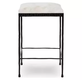 Bose Dusty Cream Leather Upholstered Counter Height Stool