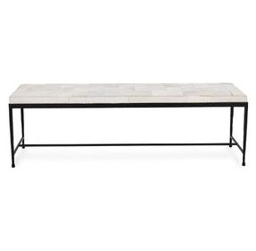 Achen Dusty Cream Leather Upholstered 60" Accent Bench