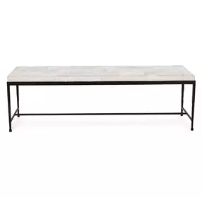Achen Dusty Cream Leather Upholstered 60" Accent Bench