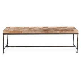 Achen Canyon Sand Leather Upholstered 60" Accent Bench