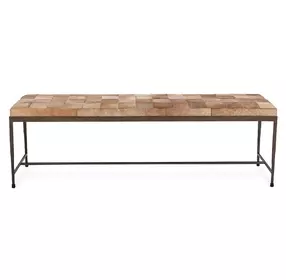 Achen Canyon Sand Leather Upholstered 60" Accent Bench