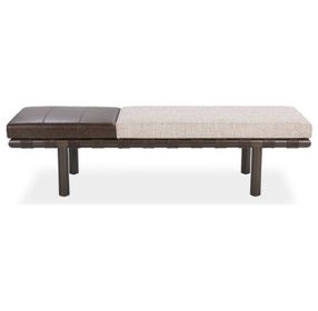 Brooklyn Coco Latte and Beige Leather Upholstered 70" Accent Bench