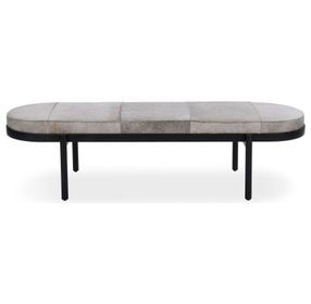 Evelyn Sparrow Gray Leather Upholstered 70" Accent Bench