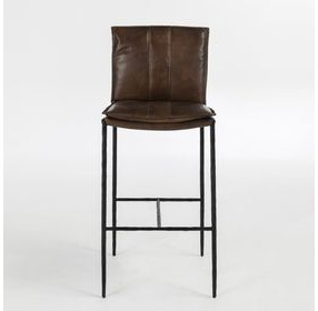 Mayer Truffle Brown Leather Upholstered Bar Stool