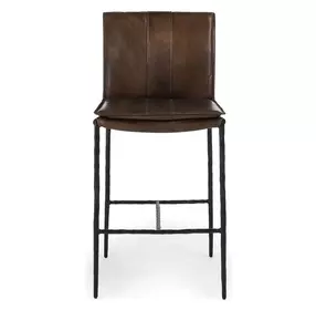 Mayer Truffle Brown Leather Upholstered Counter Height Stool