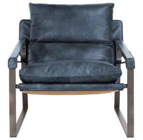 Morgan Ocean Blue Leather Upholstered Accent Chair