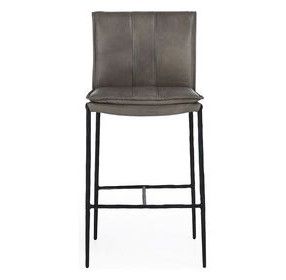Mayer Pewter Gray Leather Upholstered Counter Height Stool