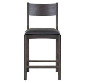 Rooney Jet Black Leather Upholstered Counter Height Stool
