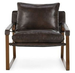 Morgan Truffle Brown Leather Upholstered Accent Chair