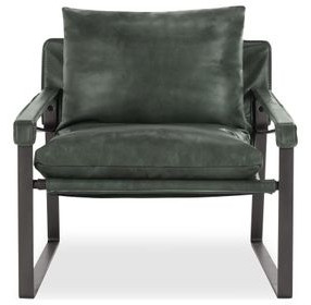 Morgan Forest Green Leather Upholstered Accent Chair