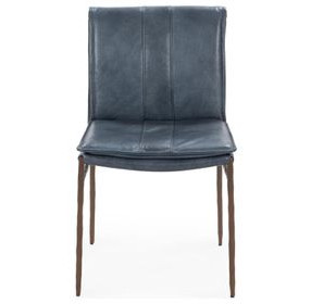 Mayer Ocean Blue Leather Upholstered Dining Chair Set of 2