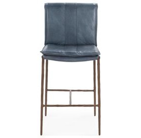 Mayer Ocean Blue Leather Upholstered Counter Height Stool