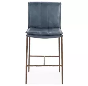 Mayer Ocean Blue Leather Upholstered Counter Height Stool