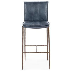 Mayer Ocean Blue Leather Upholstered Bar Stool