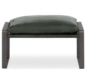 Morgan Forest Green Leather Upholstered Ottoman Stool