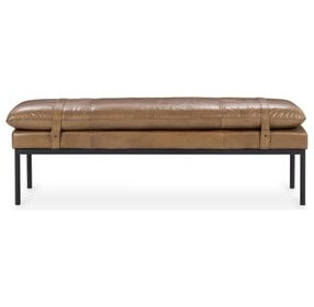 Celiah Tan Leather Upholstered 54" Accent Bench