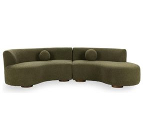 Octavia Seaweed Green 2 Piece Modular Sectional with Pillows