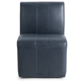 Brighton Mystic Blue Leather Upholstered Dining Chair with Casters