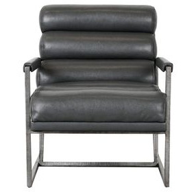 Topanga Graphic Charcoal Leather Upholstered Accent Chair