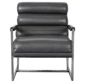Topanga Graphic Charcoal Leather Upholstered Accent Chair