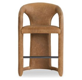 Archie Maple Brown Leather Upholstered Counter Height Stool