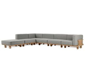 Hudson Gray 6 Piece Outdoor Modular Sectional with Ottoman