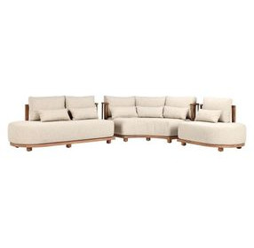 Isla Beige 5 Piece Outdoor Modular Sectional with Pillows