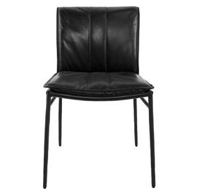 Mayer Jet Black Leather Upholstered Dining Chair Set of 2