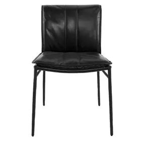 Mayer Jet Black Leather Upholstered Dining Chair Set of 2